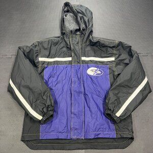 NFL Game Day Baltimore Ravens Hooded Jacket Large Black Purple Reflective Stripe